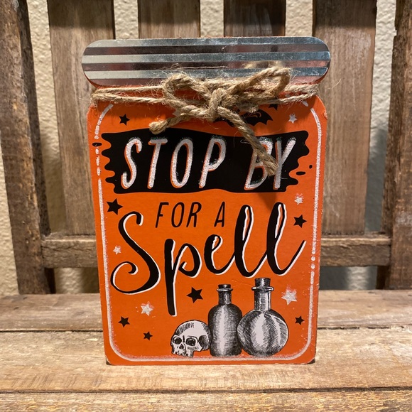 Halloween Decor For Tier Trays, Halloween Mason Jar Shaped Wood Signs Set Of 4 - Picture 13 of 16